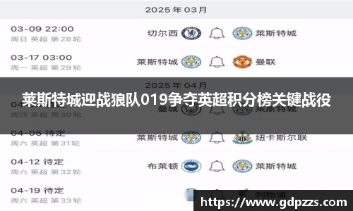 莱斯特城迎战狼队019争夺英超积分榜关键战役